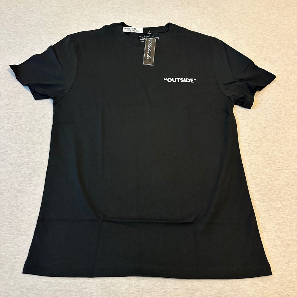 Mister Tee Mens Outside Graphic T-Shirt Black Short Sleeve Cotton Size M
